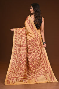TUSSAR DYE GUJRATI MIRROR SAREE