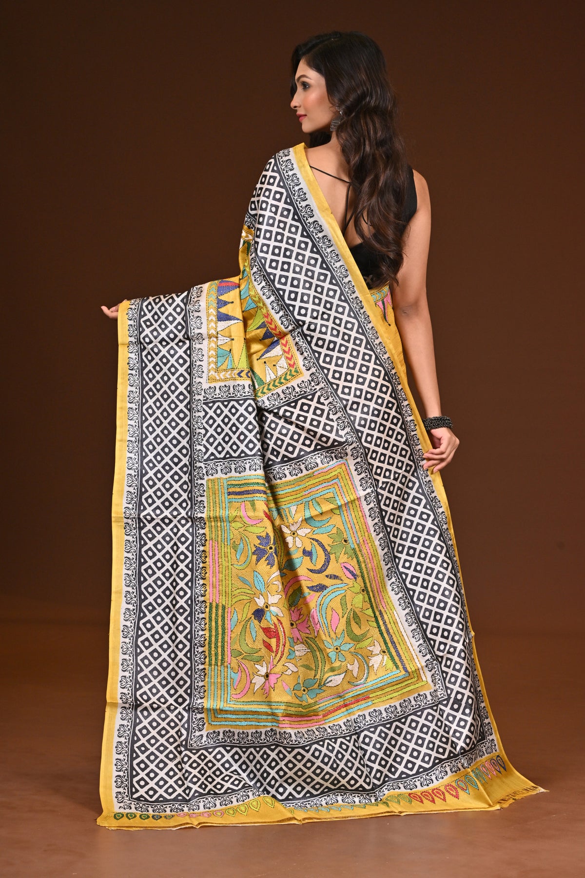 TUSSAR DYE  BLOCK KANTHA SAREE