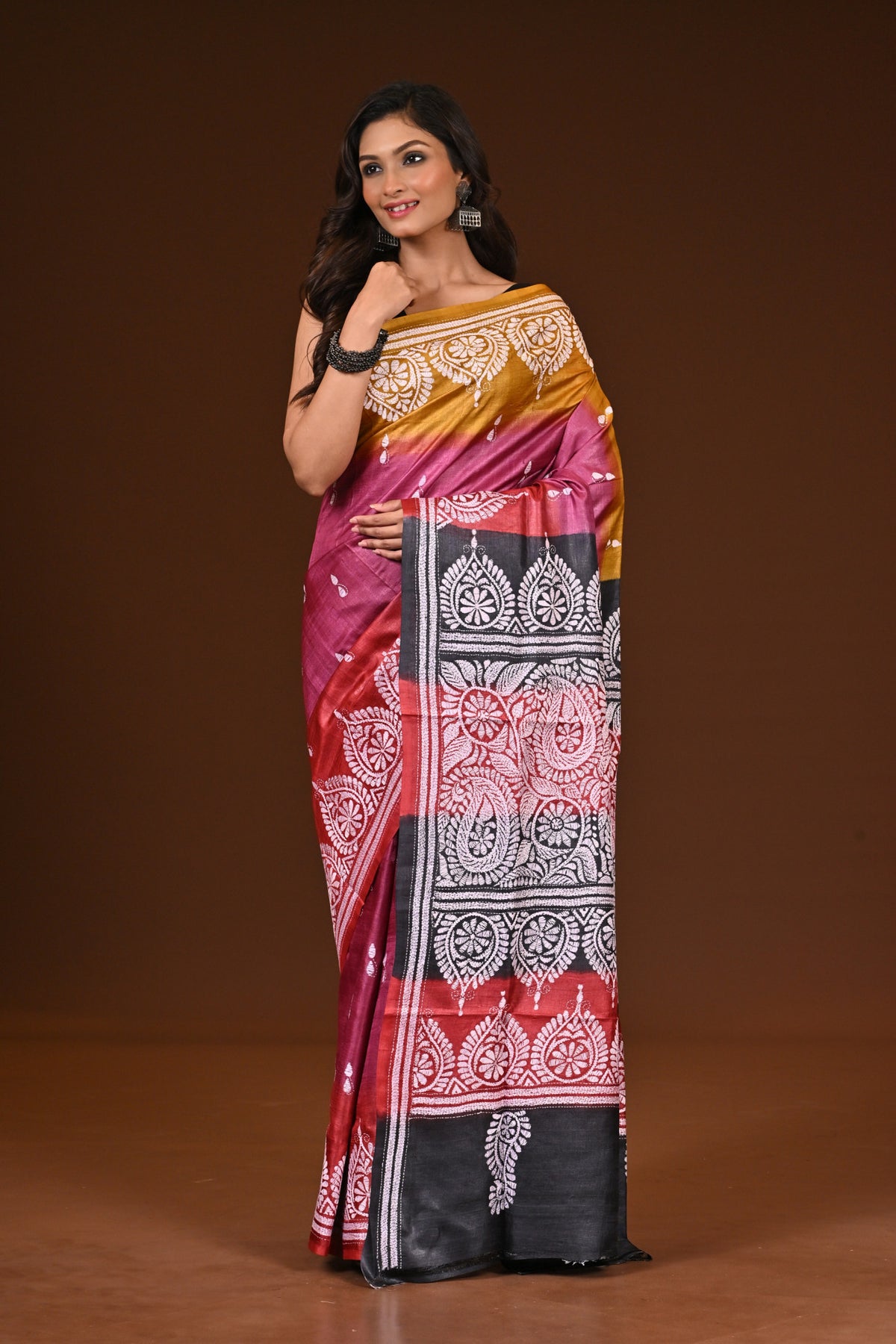 PURE SILK KANTHA SAREE