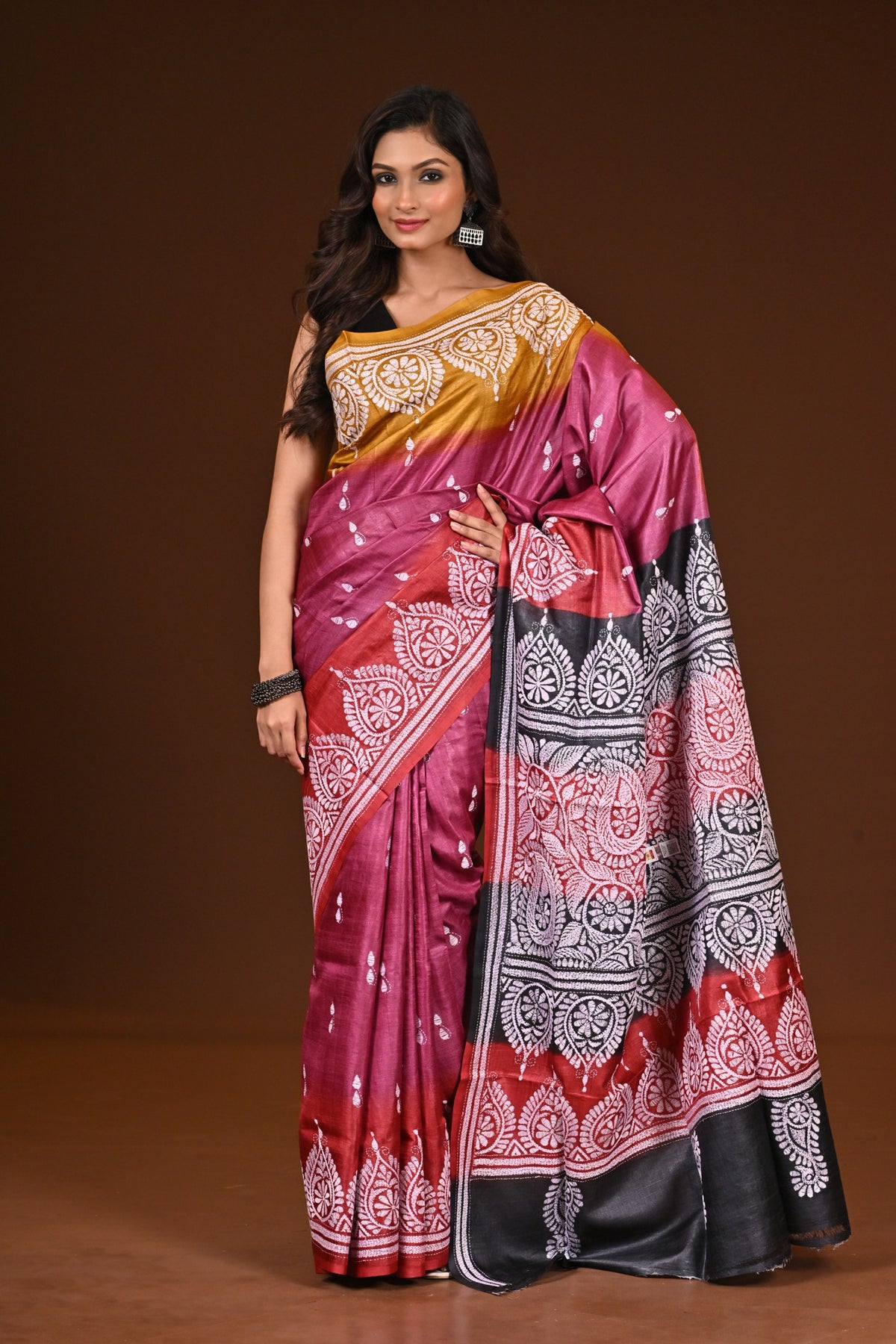 PURE SILK KANTHA SAREE