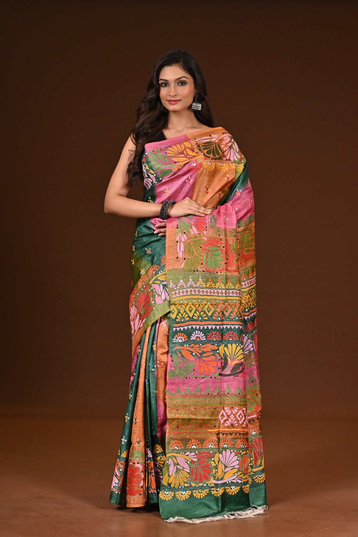 PURE SILK KANTHA SAREE