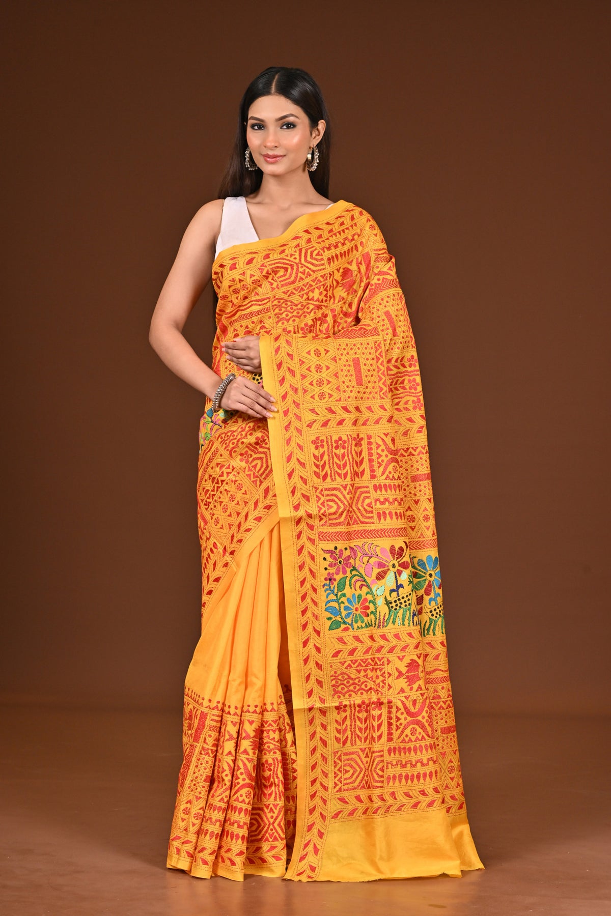 PURE  SILK KANTHA SAREE