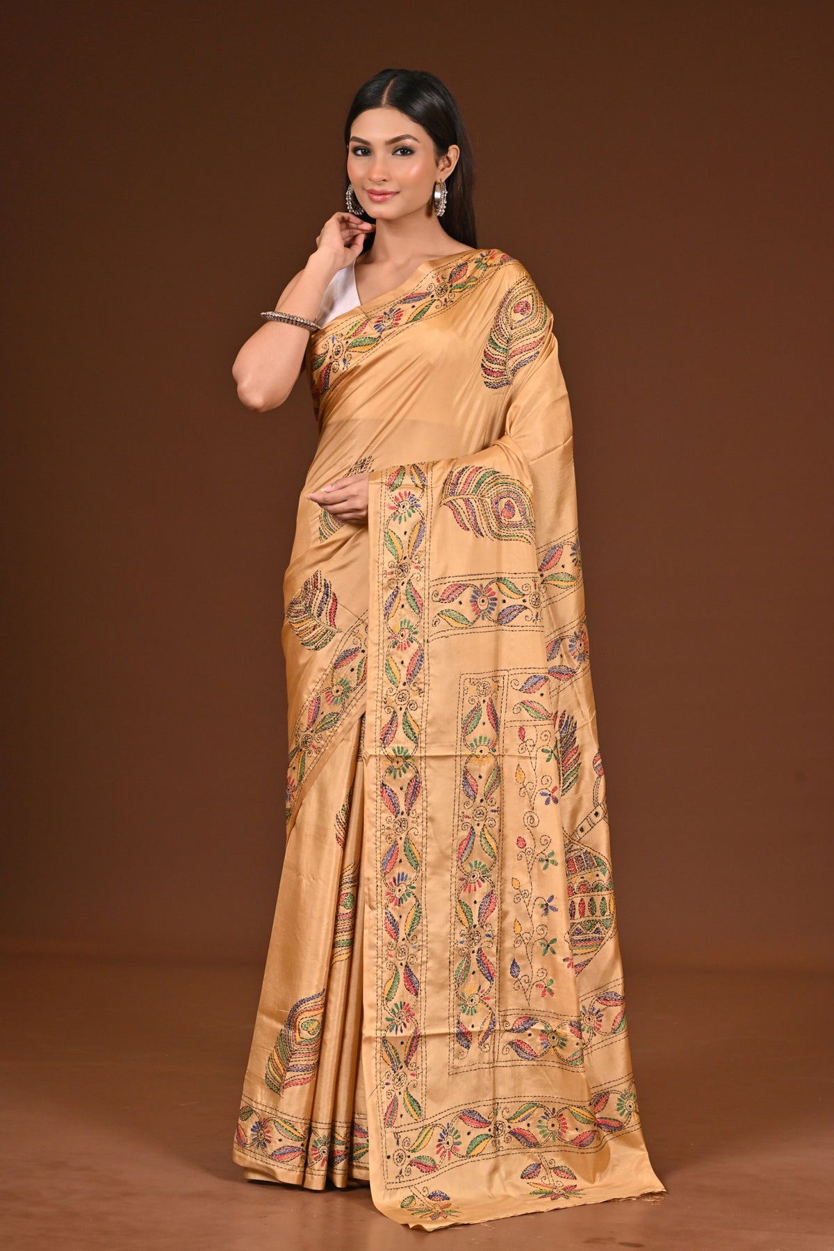 BLENDED SILK KANTHA SAREE
