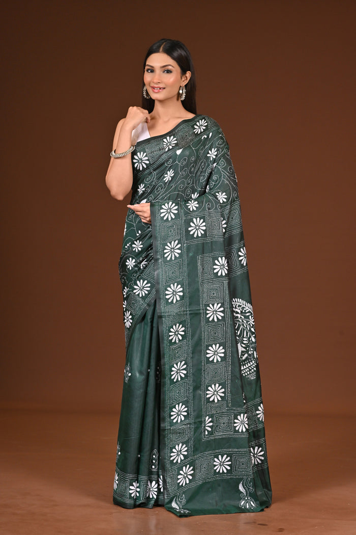 BLENDED SILK KANTHA SAREE