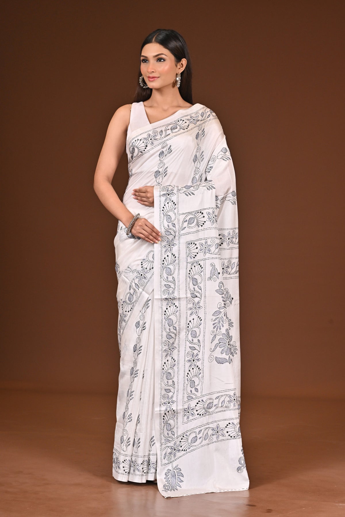 BLENDED SILK KANTHA SAREE