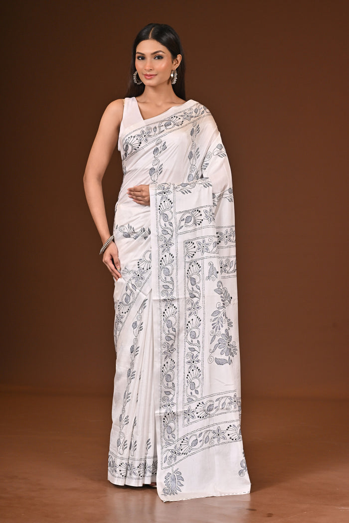 BLENDED SILK KANTHA SAREE