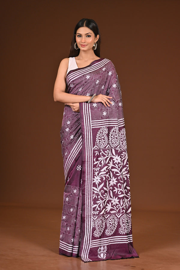 BLENDED SILK KANTHA SAREE