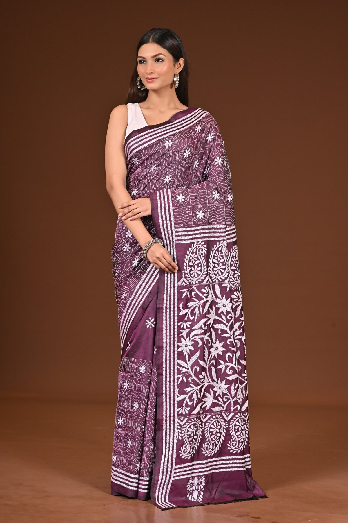 BLENDED SILK KANTHA SAREE