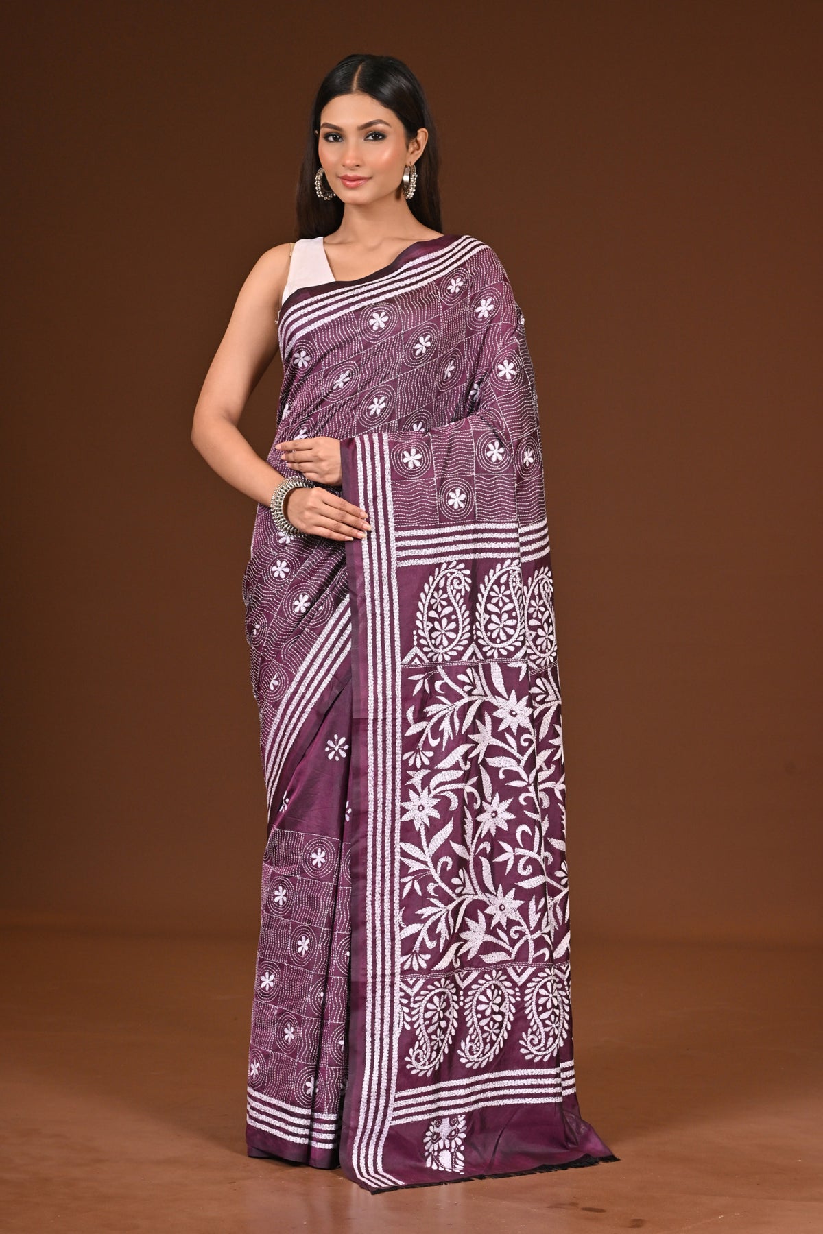 BLENDED SILK KANTHA SAREE