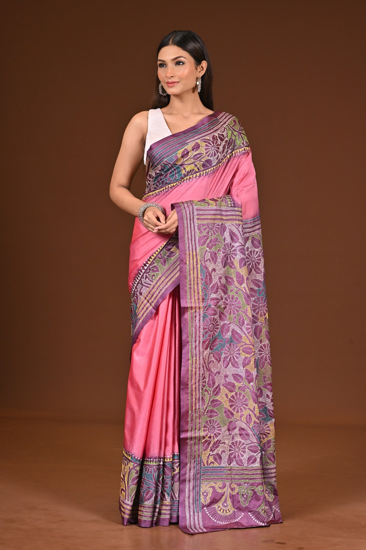 BLENDED SILK KANTHA SAREE
