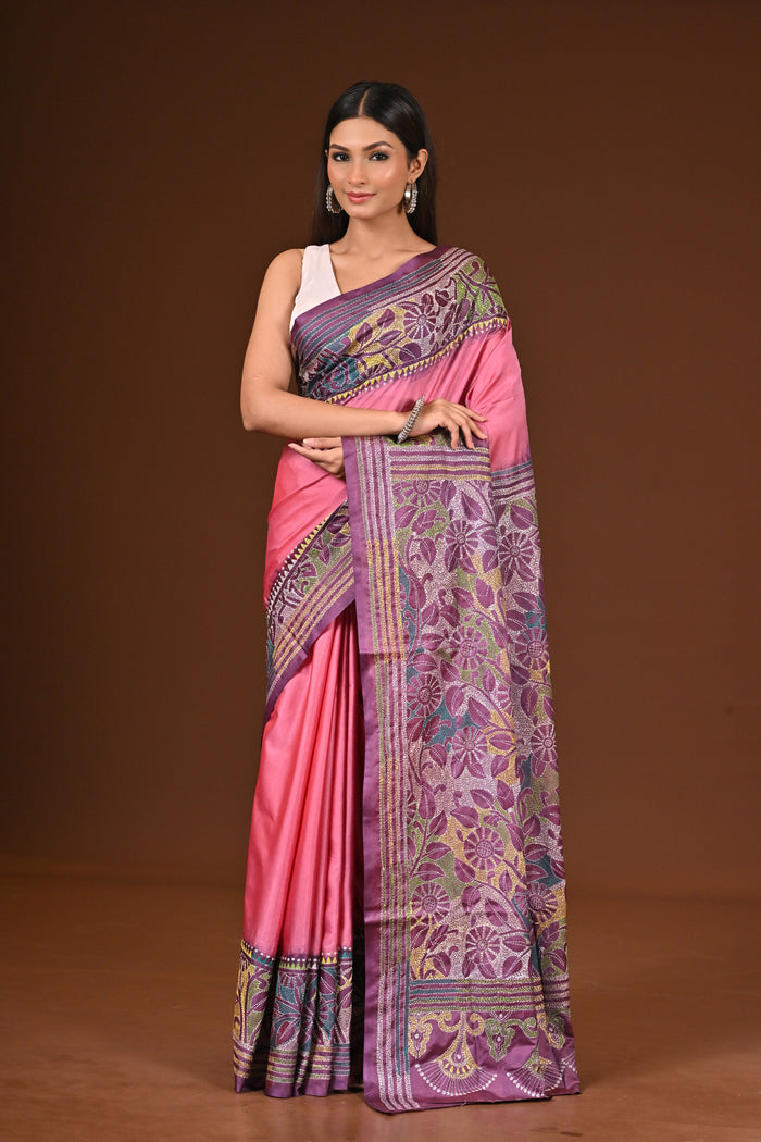 BLENDED SILK KANTHA SAREE