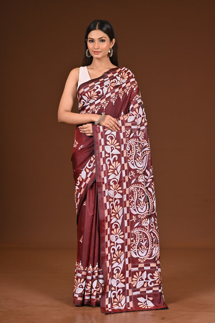 BLENDED SILK KANTHA SAREE