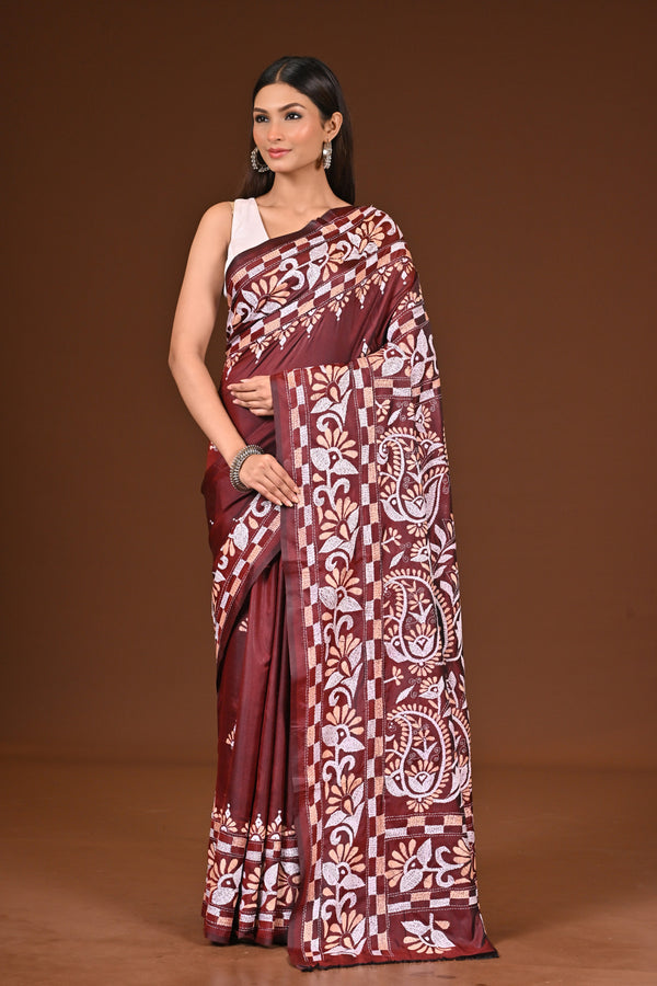 BLENDED SILK KANTHA SAREE