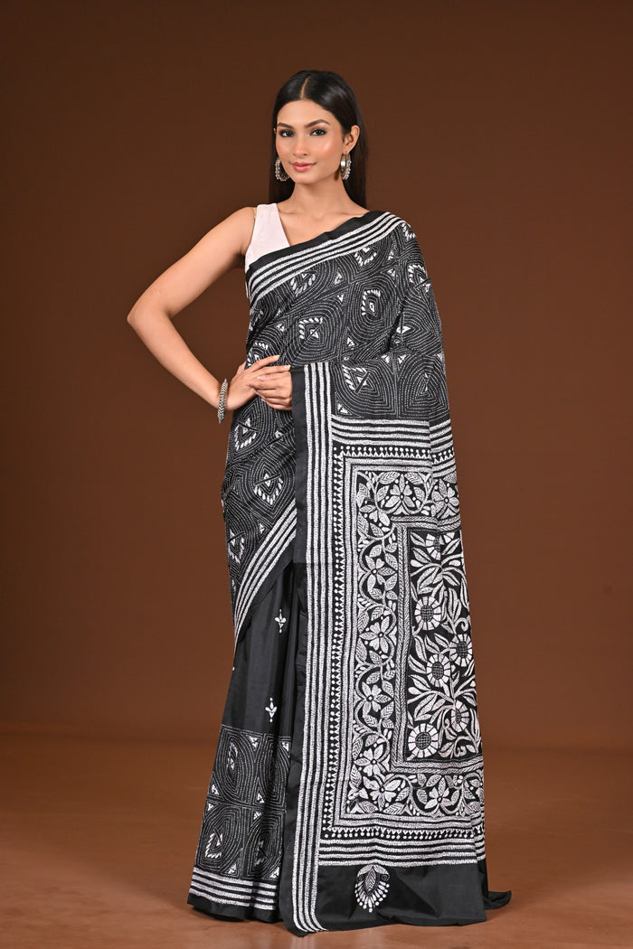 BLENDED SILK KANTHA SAREE