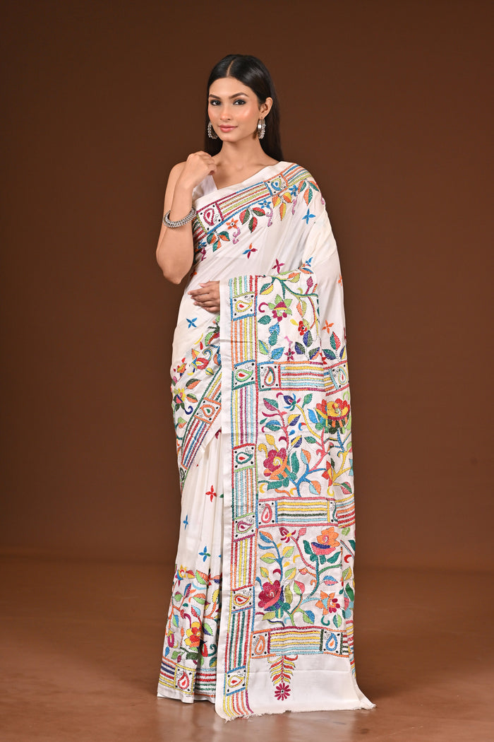 BLENDED SILK KANTHA SAREE