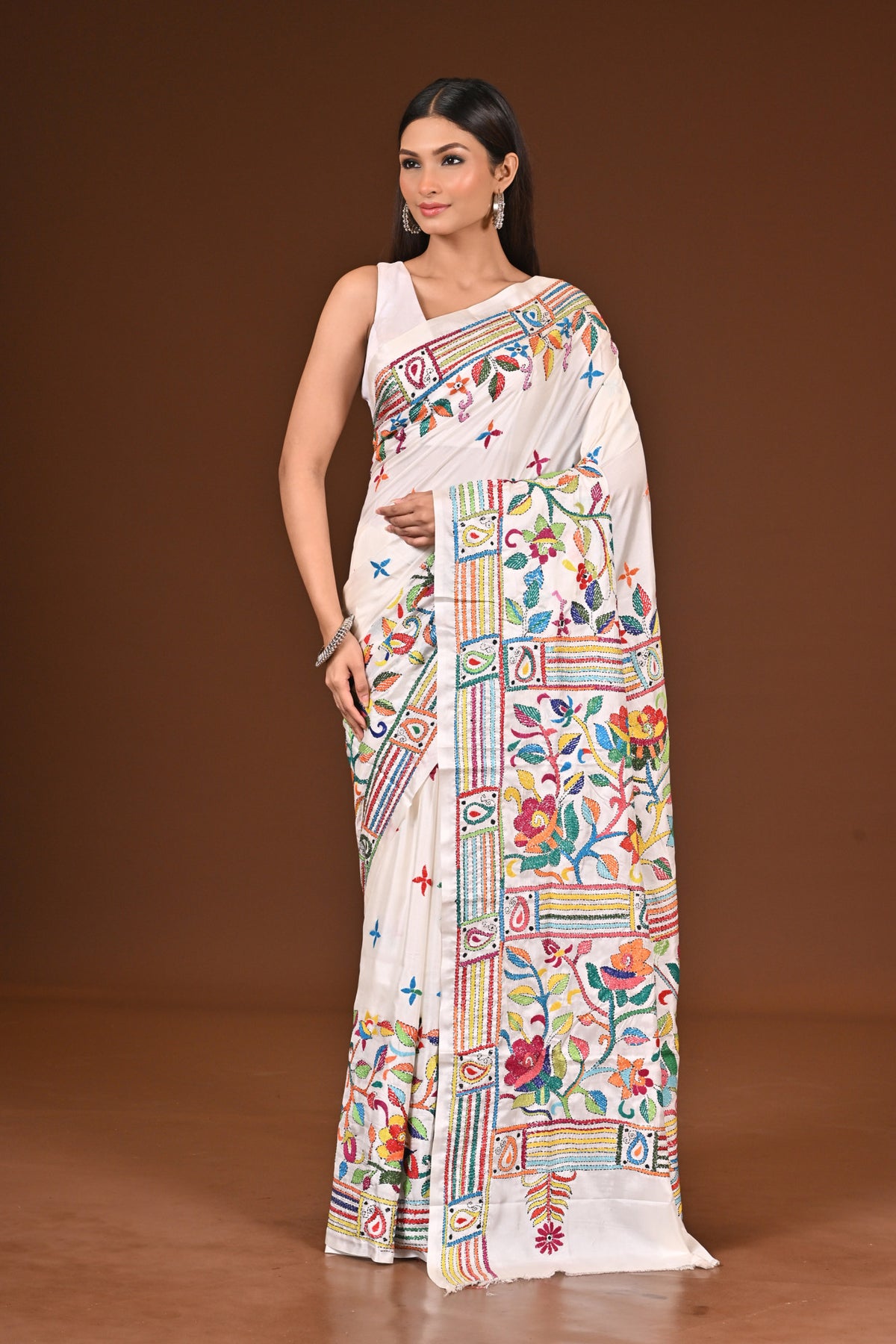 BLENDED SILK KANTHA SAREE