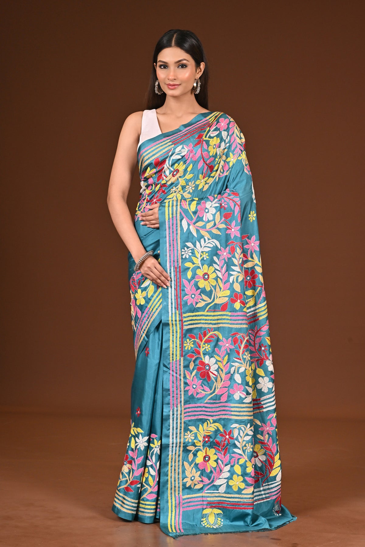 BLENDED SILK KANTHA SAREE