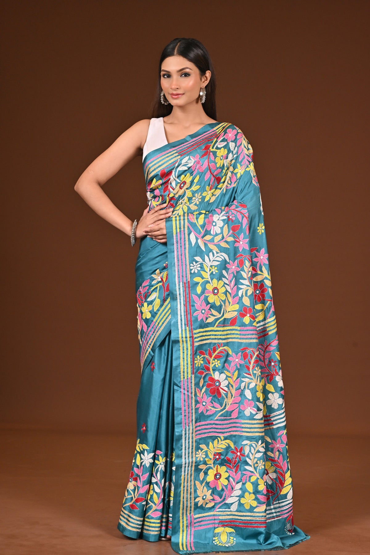 BLENDED SILK KANTHA SAREE