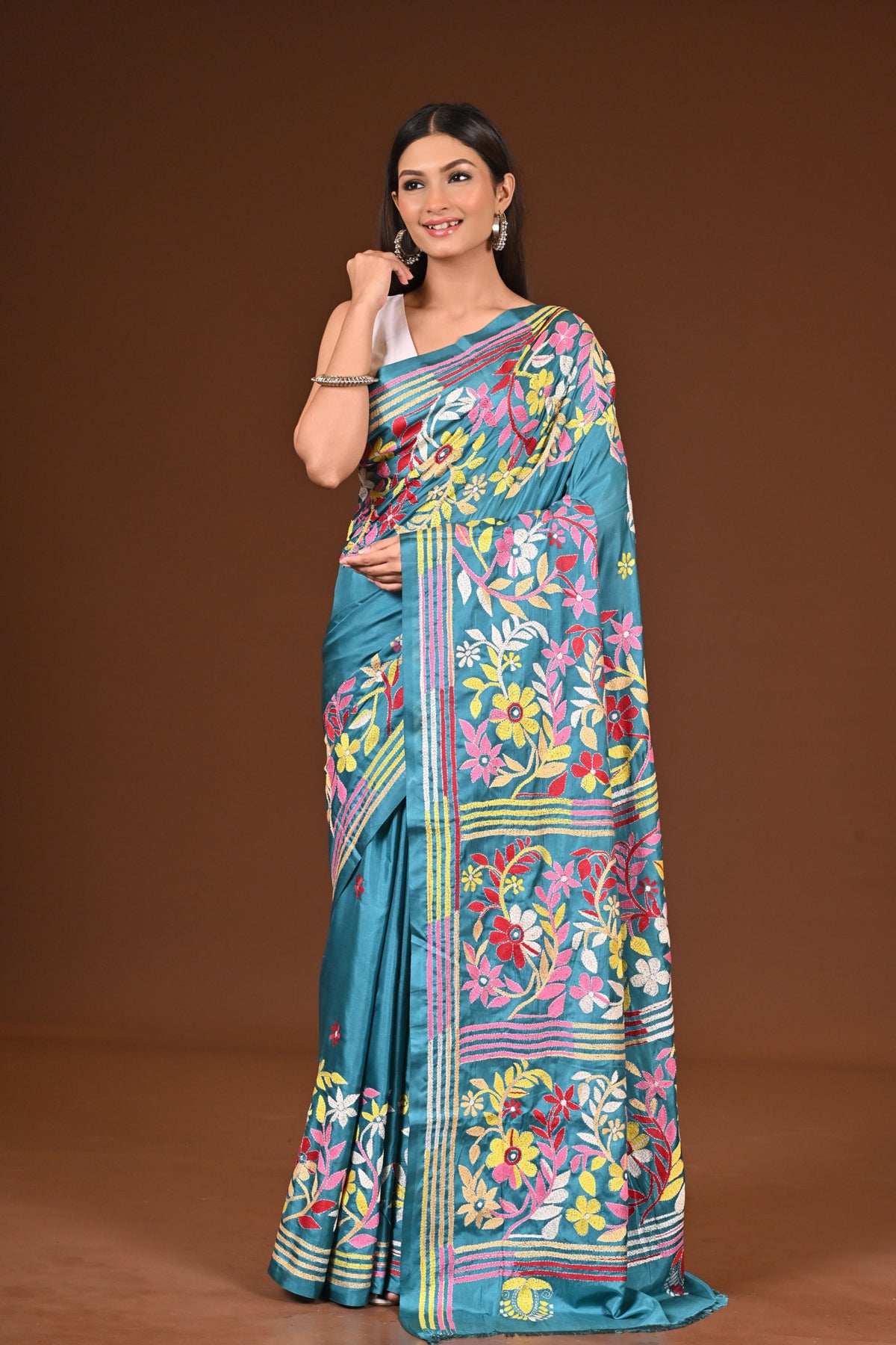 BLENDED SILK KANTHA SAREE