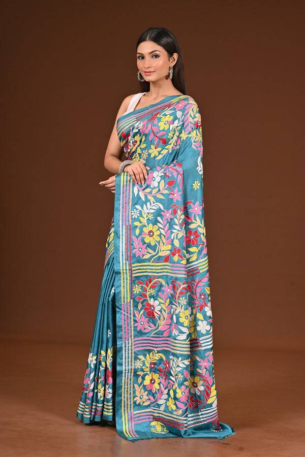 BLENDED SILK KANTHA SAREE