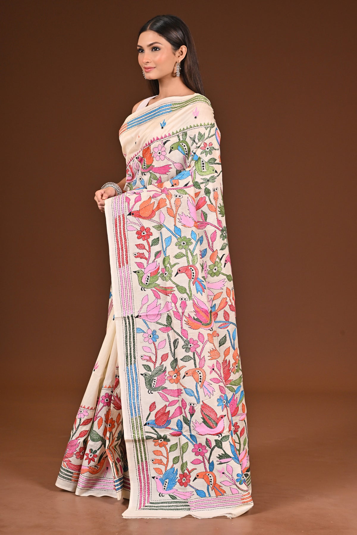 PURE  SILK KANTHA SAREE