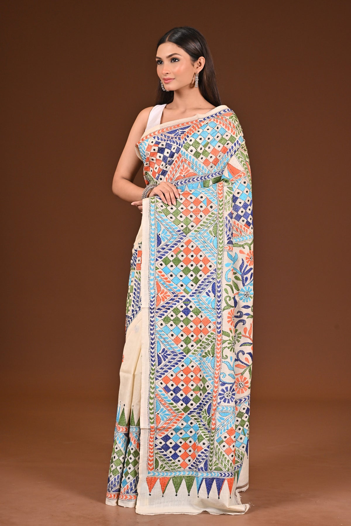 PURE  SILK KANTHA SAREE