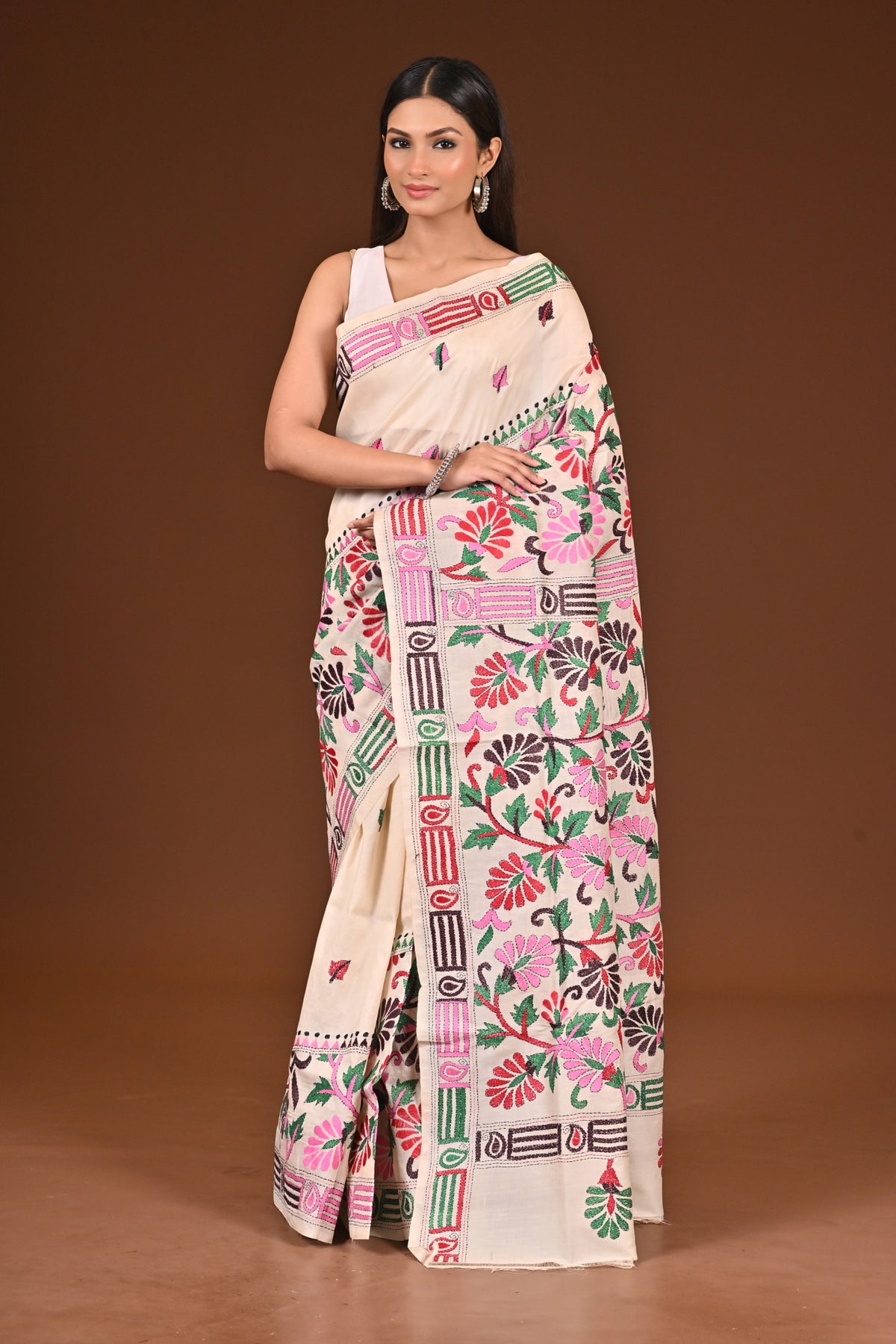 PURE  SILK KANTHA SAREE