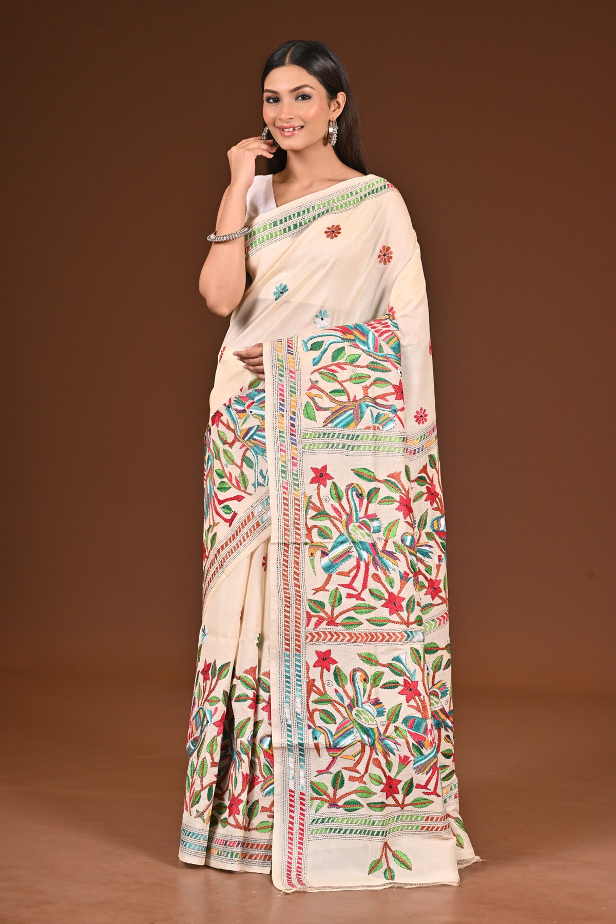 PURE  SILK KANTHA SAREE
