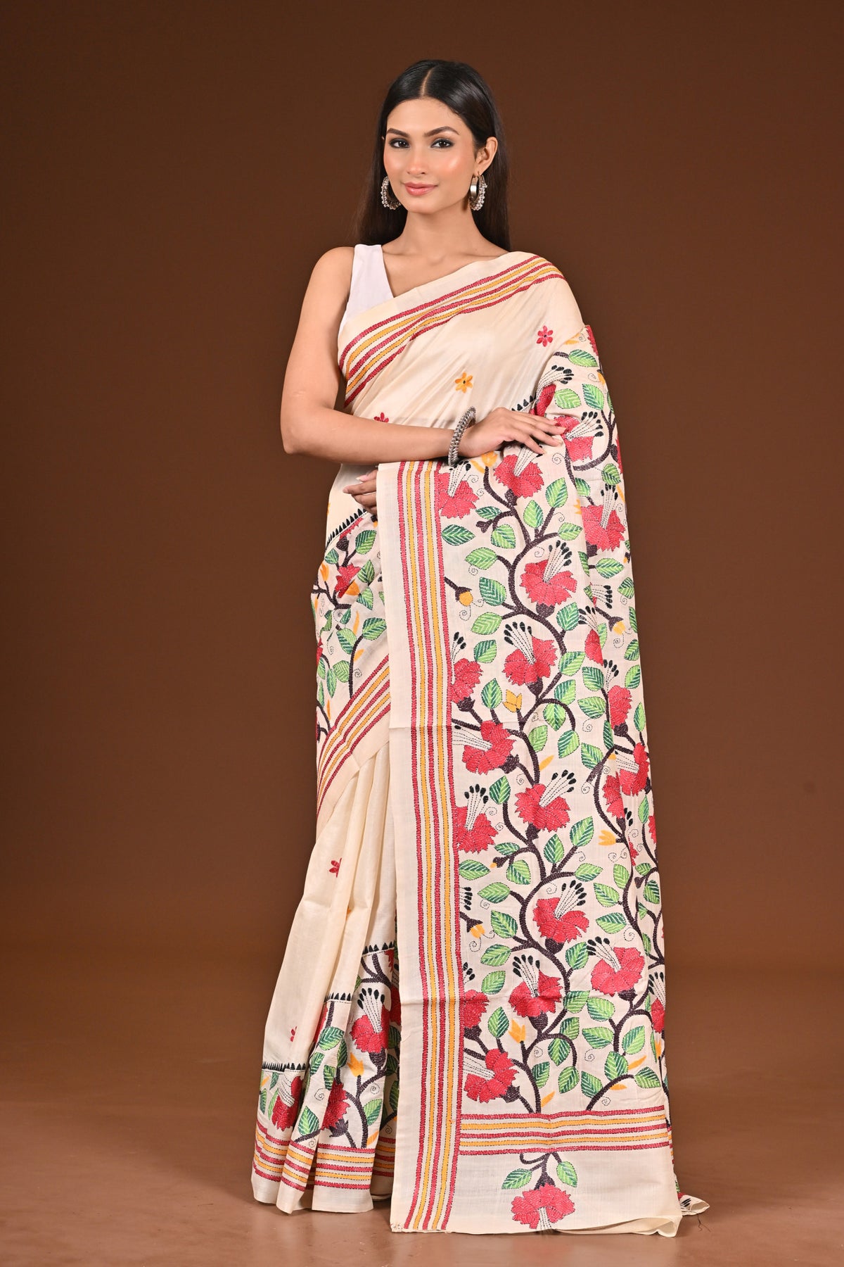 PURE  SILK KANTHA SAREE
