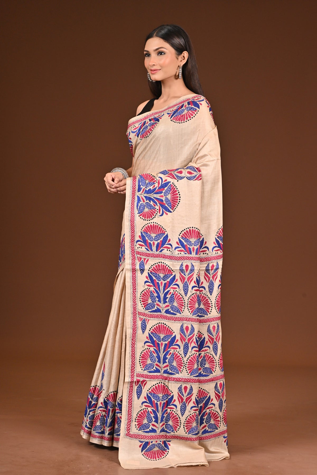 PURE  SILK KANTHA SAREE