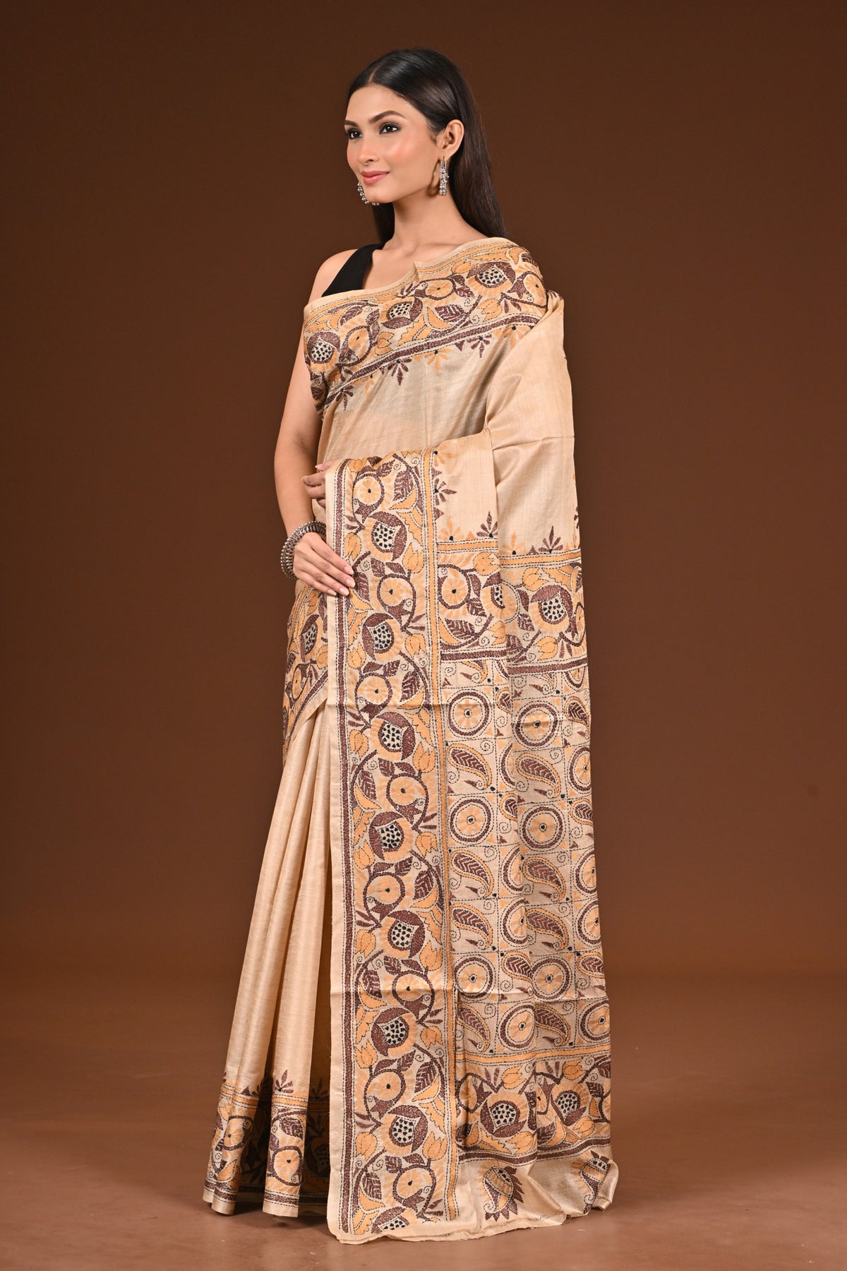 TUSSAR SILK KANTHA SAREE