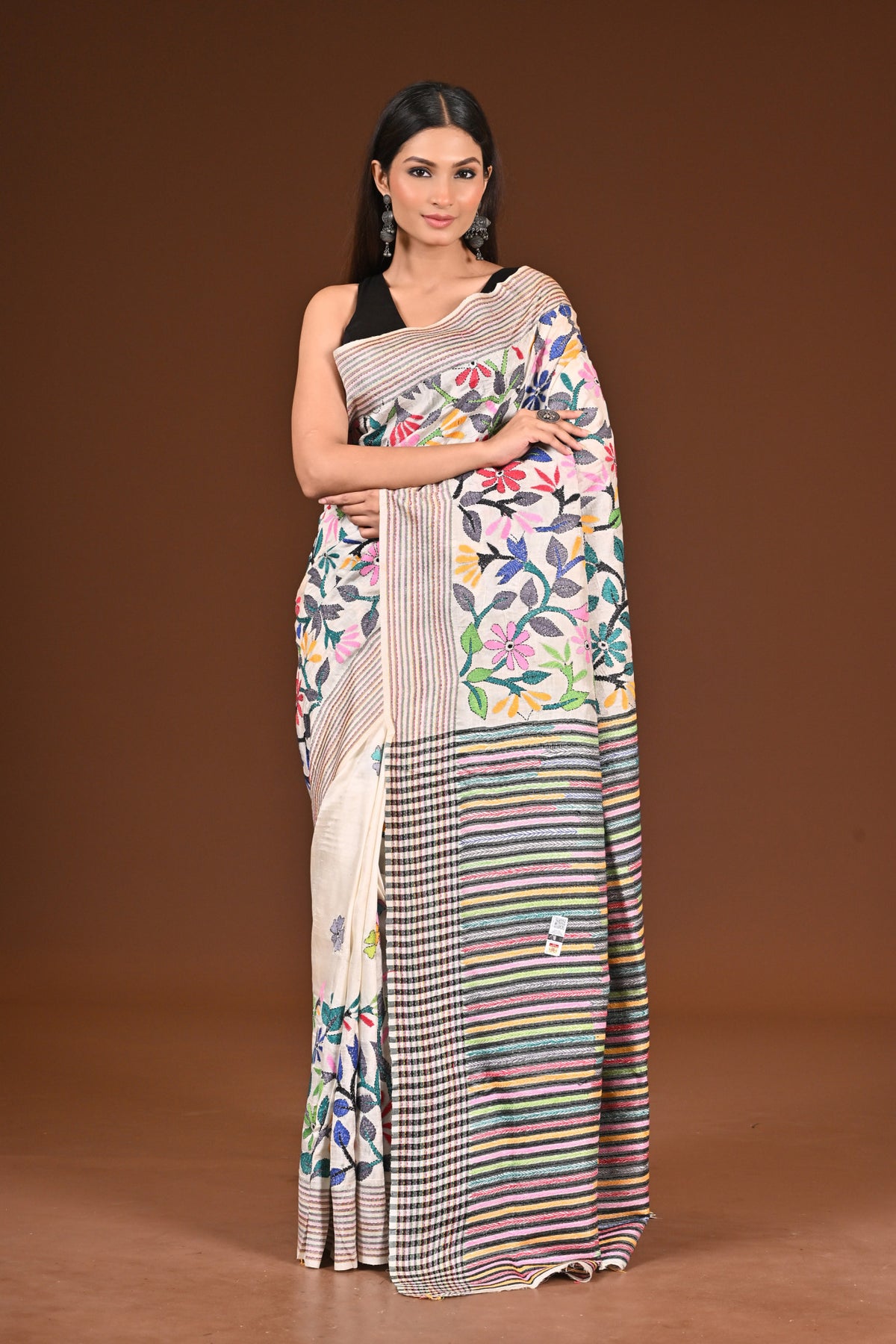 PURE SILK JALCHURI ALLOVER  KANTHA SAREE
