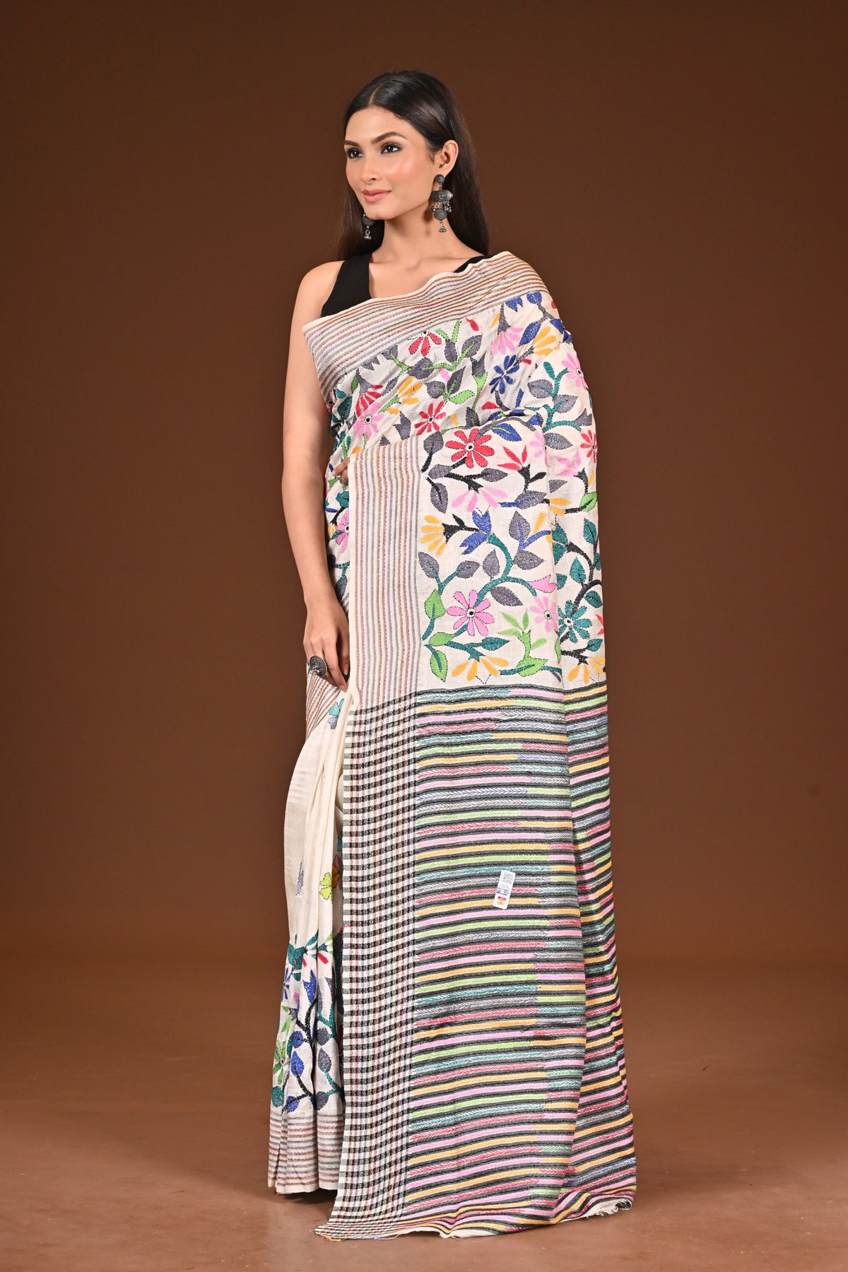 PURE SILK JALCHURI ALLOVER  KANTHA SAREE