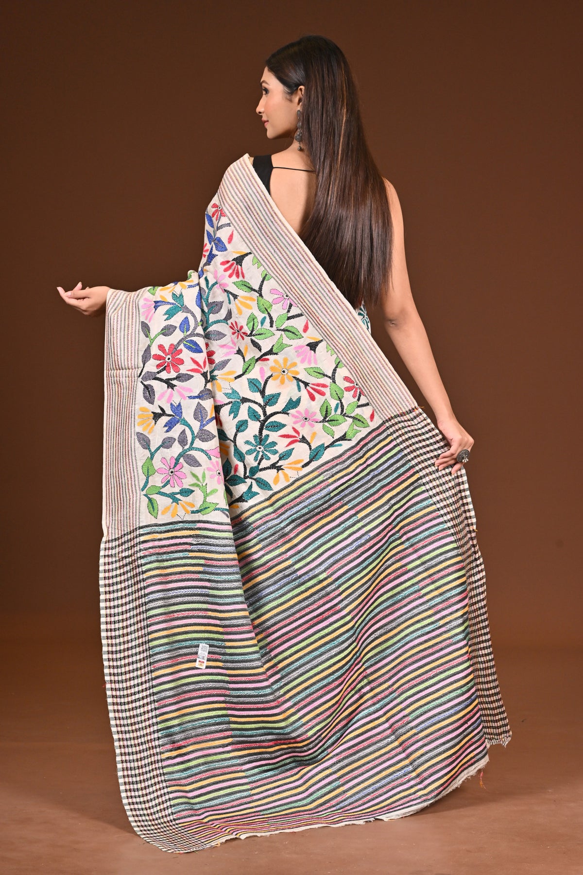 PURE SILK JALCHURI ALLOVER  KANTHA SAREE
