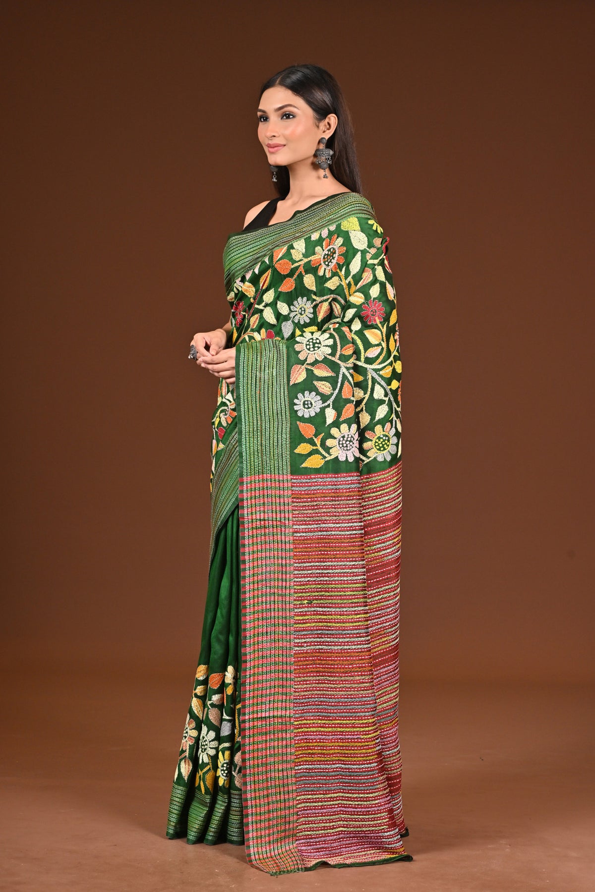 PURE SILK JALCHURI ALLOVER  KANTHA SAREE