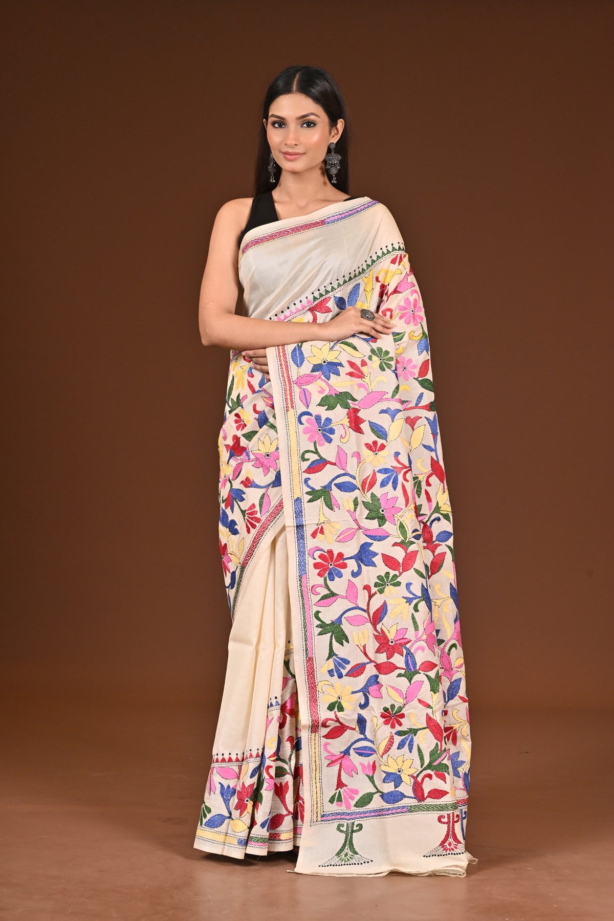PURE  SILK KANTHA SAREE