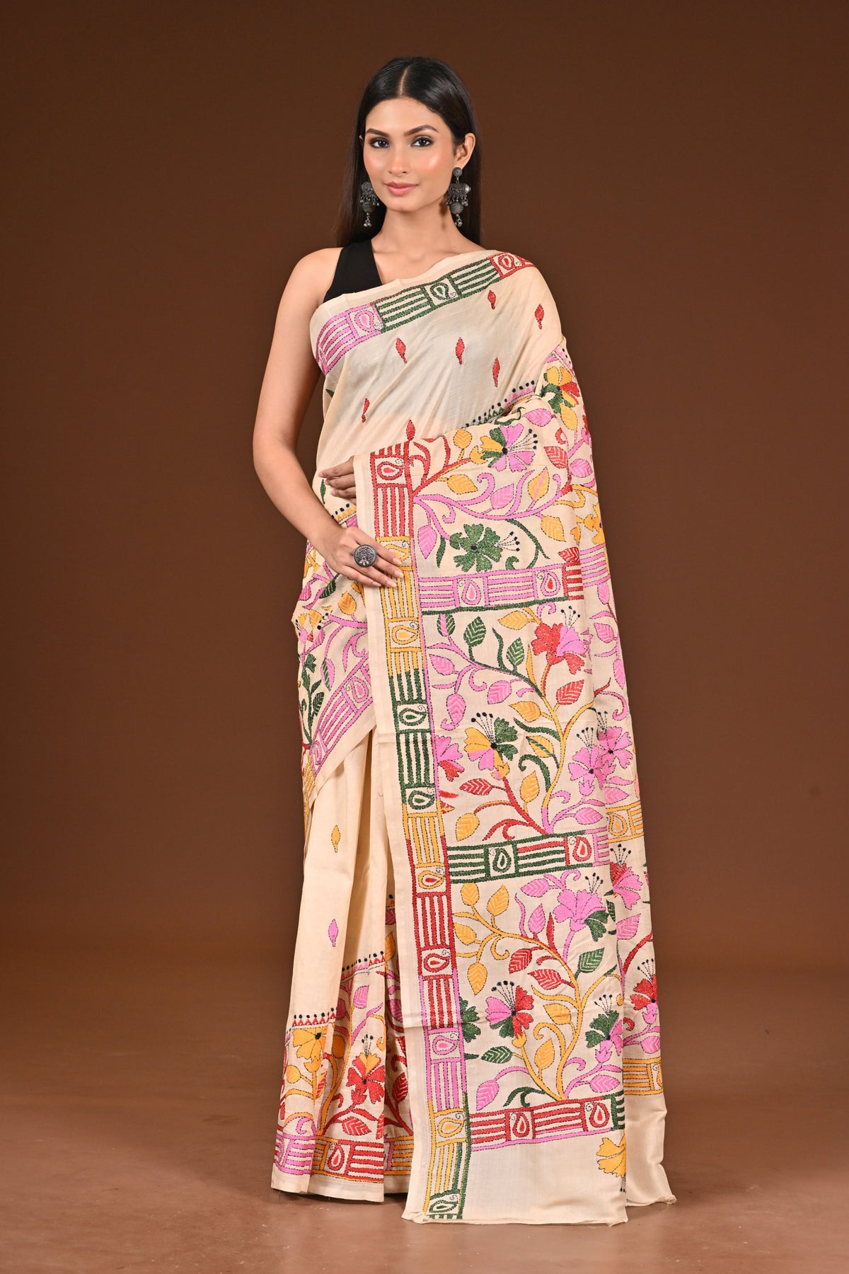 PURE  SILK KANTHA SAREE