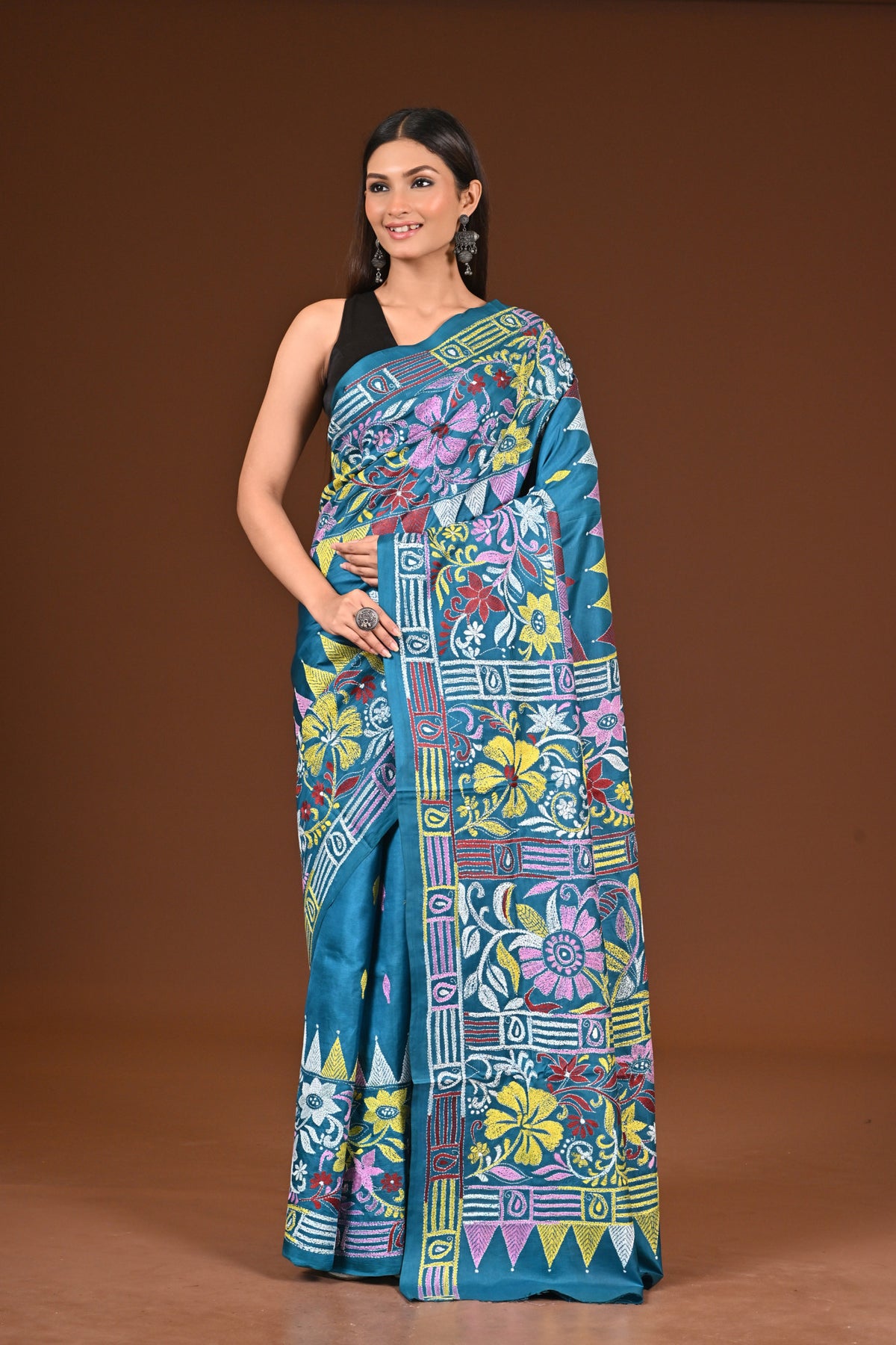 PURE  SILK KANTHA SAREE