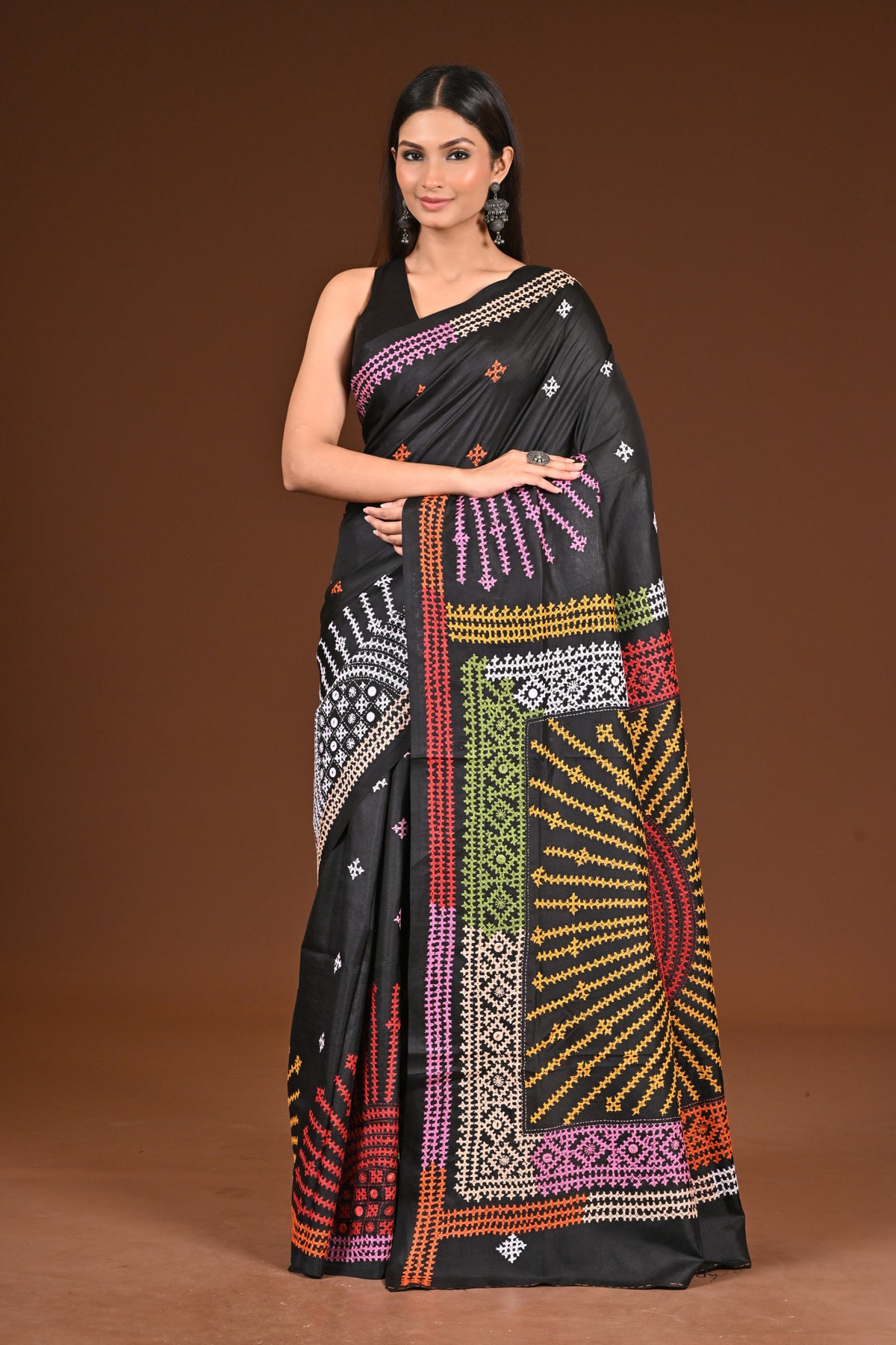 PURE  SILK KANTHA SAREE