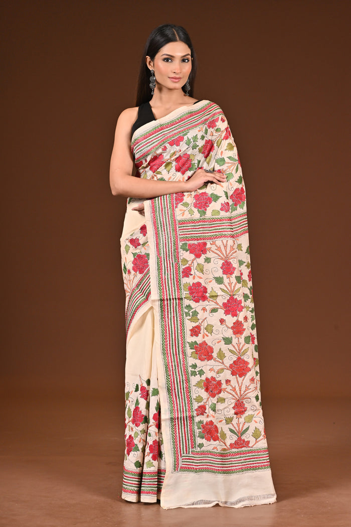 PURE  SILK KANTHA SAREE