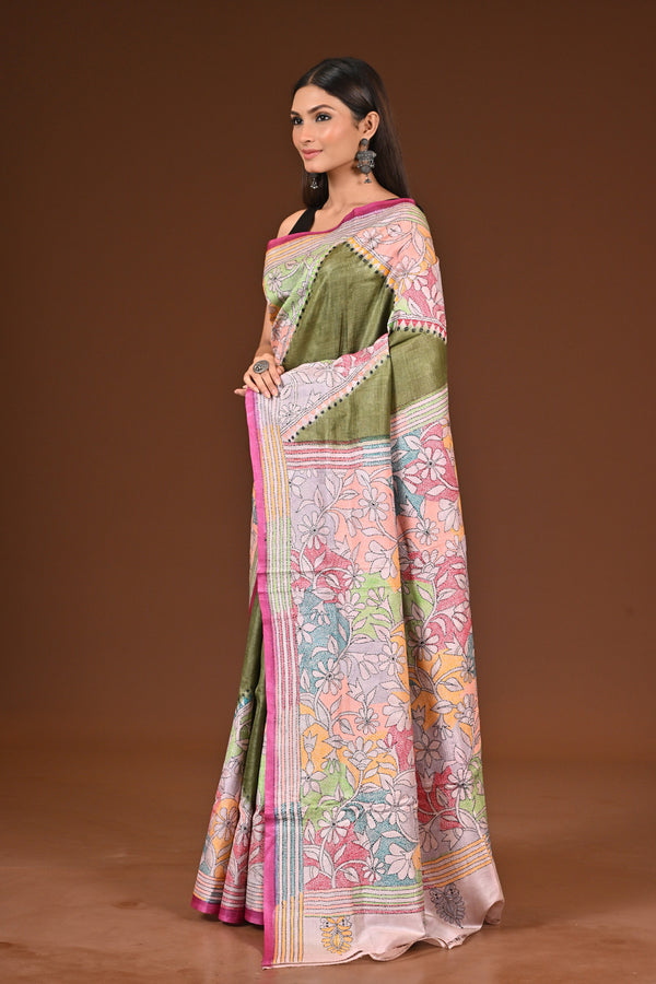 TUSSAR DYE COLLAGE SAREE