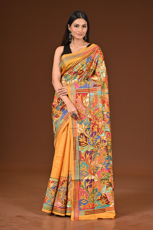 PURE  SILK KANTHA SAREE