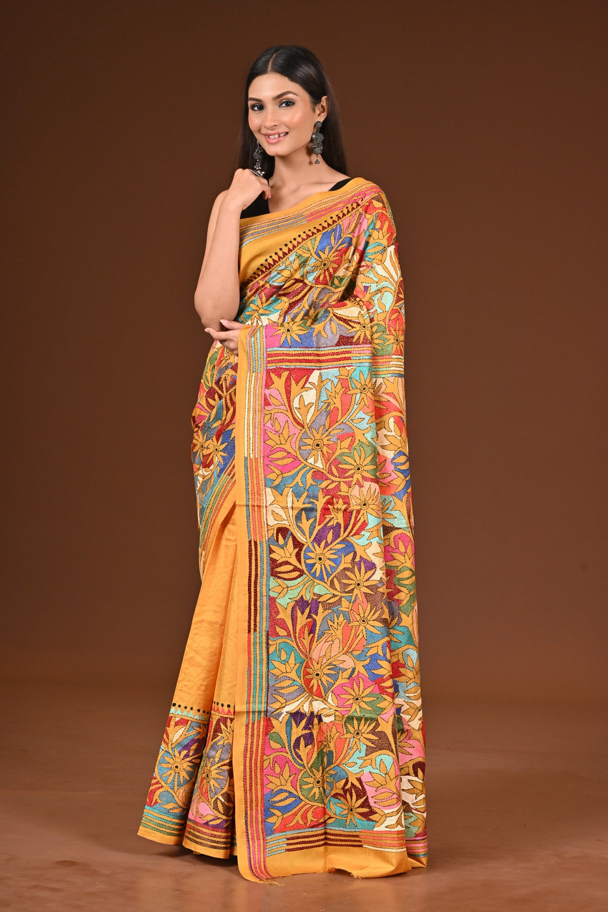 PURE  SILK KANTHA SAREE