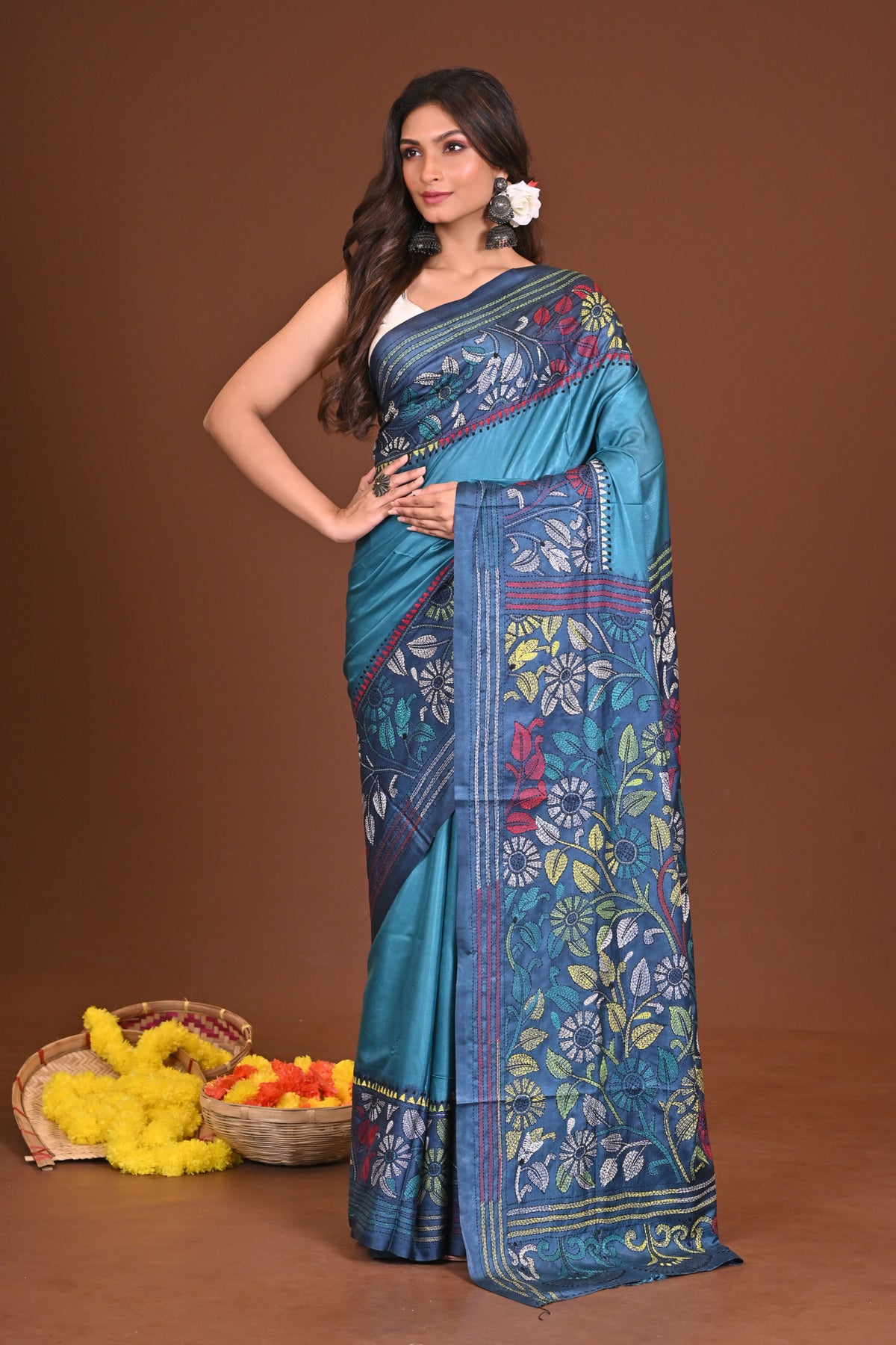 MEGHRAGINI BLENDED SILK KANTHA SAREE