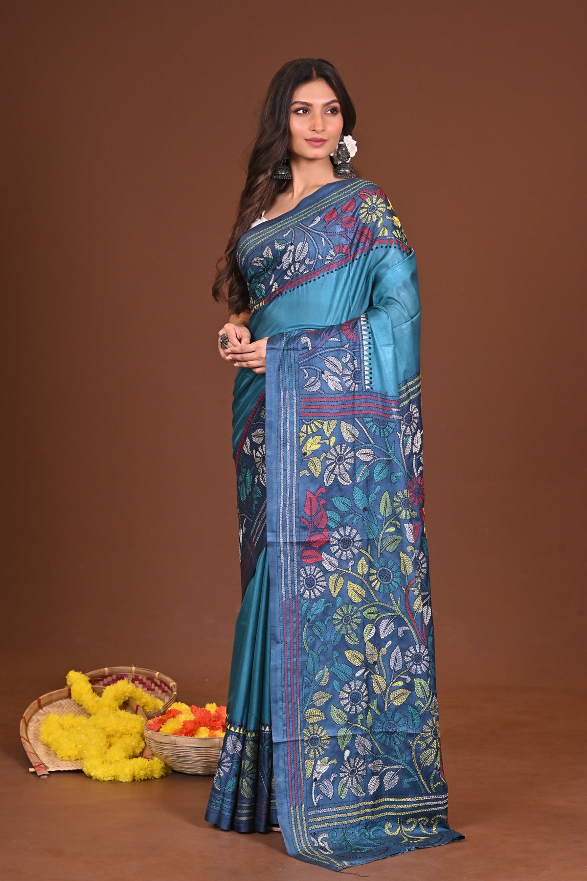 MEGHRAGINI BLENDED SILK KANTHA SAREE