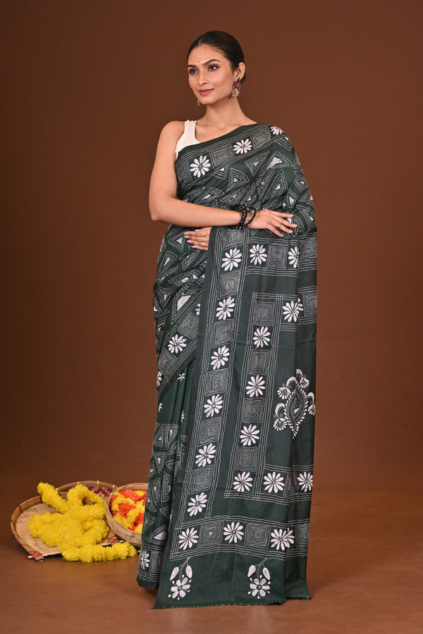 MRINALIKA BLENDED SILK KANTHA SAREE