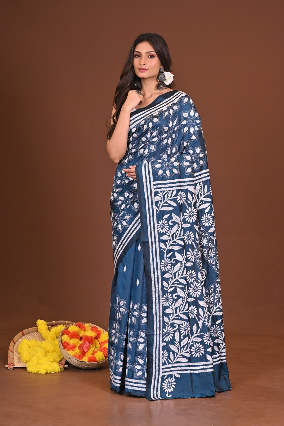 NEELANJALI BLENDED SILK KANTHA SAREE