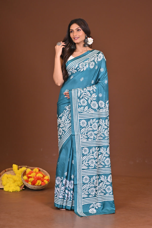 NANDINI BLENDED SILK KANTHA SAREE