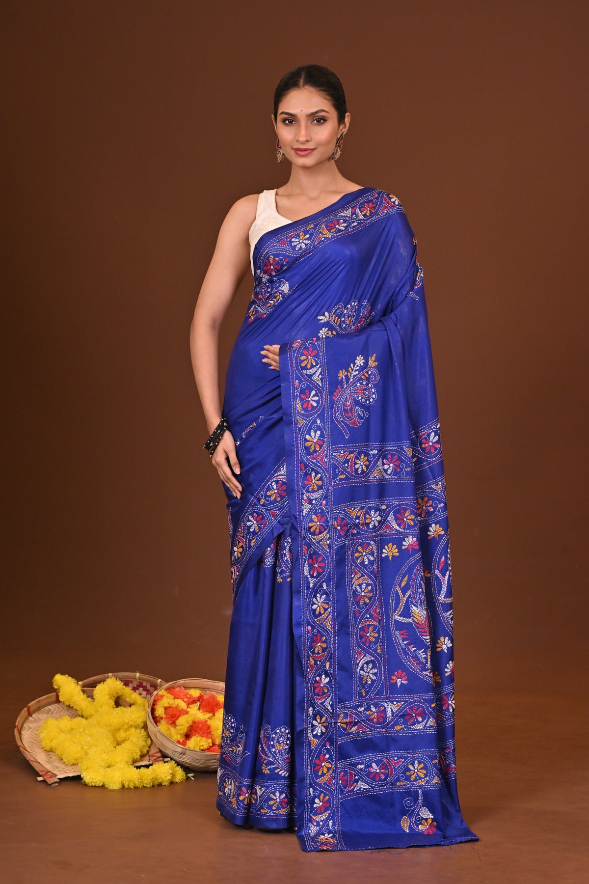 NEELVILASINI  BLENDED SILK KANTHA SAREE