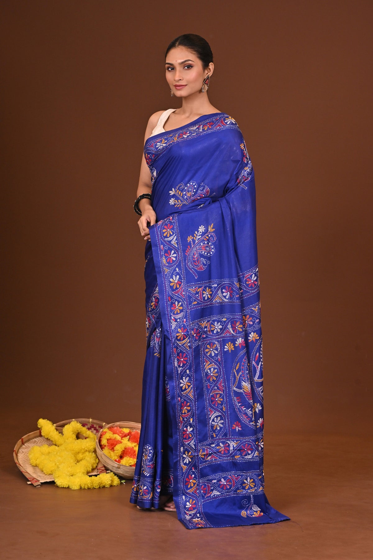NEELVILASINI  BLENDED SILK KANTHA SAREE